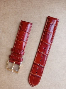 Elysee Uhrenarmband 21mm Dornschnalle Vergoldet Leder Rotbraun Neu 200mm E720 - Picture 1 of 4