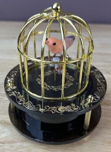 Jaula de pájaros giratoria vintage ANIMATRONIC algodón hilado baile Hong Kong CAJA DE MÚSICA - Imagen 1 de 7