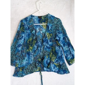 Nuevas Opciones Top Transparente Sobre Camisa/Chaqueta Busto 40".Espalda 23". Mangas 18" azul/verde - Imagen 1 de 10