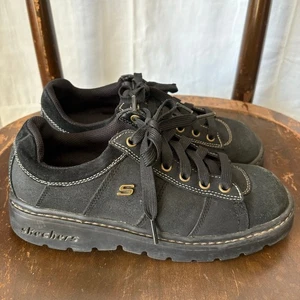 Vintage Y2K Skechers Damenschuhe 7,5 klobige Plateau-Stollensohle Jammer schwarz - Bild 1 von 8