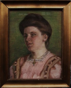 Unleserlich signiertes Frauenportrait, Pastell, um 1900/20 - Bild 1 von 7