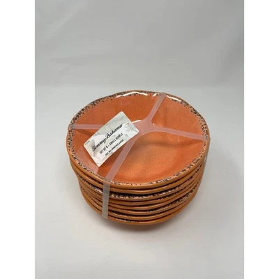 Tommy Bahama Melamina 7" Cuencos Naranja Rústico Craquelado 8 PIEZAS NUEVO Foto 1 de 3