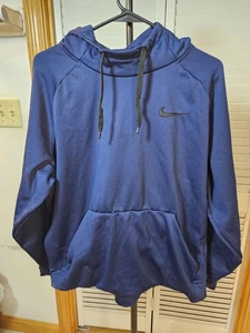 Nike Dri-Fit dunkelblau Hoodie Sweatshirt Känguru Fronttasche schwarz Swoosh XL - Bild 1 von 3
