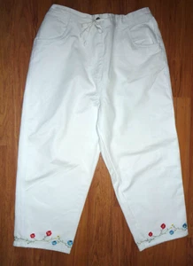 Pantalones capri recortados para mujer Denim & Co. blancos talla grande bordados - Imagen 1 de 4