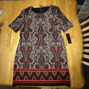 Größe 16P – R&K Damen rot/schwarz Kurzarm Rundhals Pullover Kleid E455 - Bild 1 von 7