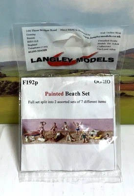 Langley Models  F192p OO Gauge Beach Set Painted White Metal Figures NIP - Image 1 of 2