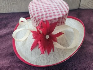 Sombrero de Boda Jacques Vert Flor Roja Madre de Novia Carreras Boda Formal  - Imagen 1 de 11