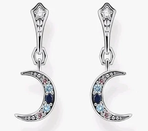 Thomas Sabo Earrings Royalty Moon Colored Stones 925 Sterling Silver RRP£135 - Picture 1 of 10