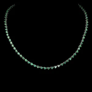 925 Sterling Silver Necklace Pear Emerald 4x3mm Natural Gemstone Jewelry 19.5in - Picture 1 of 13