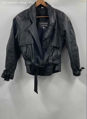 Leather Limited Womens Black Leather Long Sleeve Belted Motorcycle Jacket Size S - Image 1 of 4
