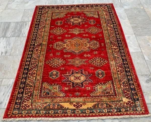 High Quality Afghan Handmade Kazak Rug, Floor Rug, Living Room Rug 4x5 ft - Picture 1 of 10