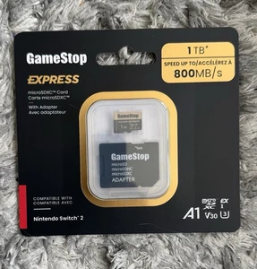 Gamestop Express MicroSDxc Micro SD SDXC & Adapter 1TB 800mb/s Nintendo Switch 2 - Picture 1 of 2