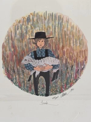 Impresión firmada por P. Buckley Moss “Frank” 629/1000 plástico 1989 fuera de existencia arte popular vintage Foto 1 de 4