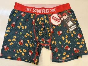 NEW men’s SWAG Christmas TACOS SANTA Boxer Briefs Large L 34/36 Feliz Navitaco - Picture 1 of 5