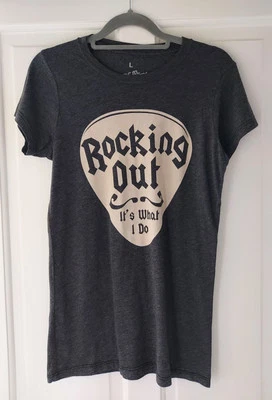 **CELEBRIDAD LOCAL**Camiseta 'Rocking Out' Damas Talla L 12-14 Calce Ajustado**Marl Oscuro Foto 1 de 4