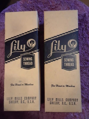 Lily Sewing Thread 12 wh/9 bl 40yds. ea. Mercerized Orig. Lily Mill Co. Boxes - Image 1 of 3