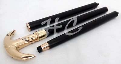 Bastón de madera victoriano estilo antiguo mango de latón de diseño vintage Foto 1 de 4