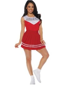 Red Cheerleader Adult Women's Costume Top & Skirt School Spirit Cheer SM-XL