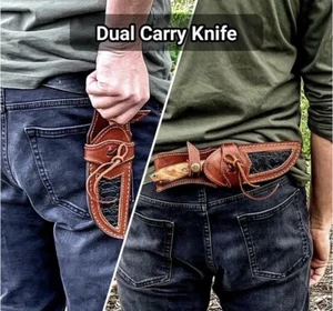 EDC HANDGEFERTIGTES LEDER HANDGEFERTIGTES GÜRTELSCHEIDE HOLSTER FESTE KLINGE MESSER - Bild 1 von 2