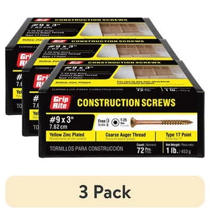 (3 pack) #9 X 3 in. Star Drive Gold Construction Wood Screw 1 lb. - Picture 1 of 9
