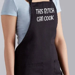 This Bitch Can Cook Funny Gift for Baker Cooking Sassy Sarcastic Apron Kitchen - Picture 1 of 5