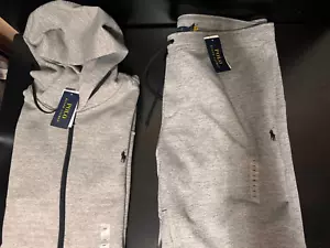 NEW Ralph Lauren Polo Double Knit Tech Hoodie & Shorts Set Gray / Black XXL - Picture 1 of 3