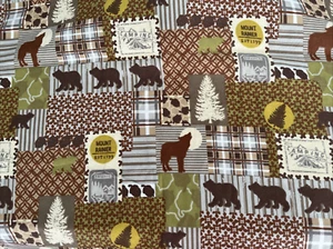 Stoff CAMPING 46xWOF Bär Wolf Mt Rainier Quilt FLANELL Baumwolle Joanns - Bild 1 von 9