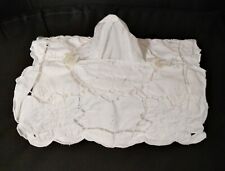 Vintage White Cotton Cloth Fabric & Lace Embroidered Tissue Box Cover Oblong