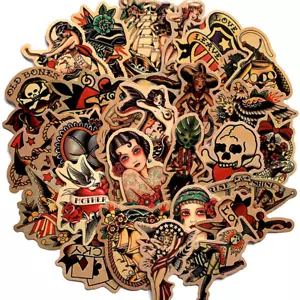 10/30/50 Stck. Retro Old School Tattoo Stil Aufkleber Zum Selbermachen Skateboard Auto Telefon Notiz - Bild 1 von 12