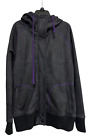 Empyre Hoodie Womens L Full Zip Snap High Neck Bonded Fleece Jacket Gray Purple