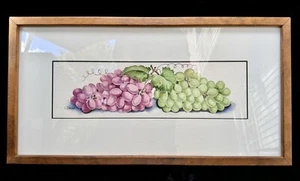 Pintura Acuarela Original Enmarcada Obra de Arte Uvas Firmada por el Artista Joy Daniel - Imagen 1 de 8