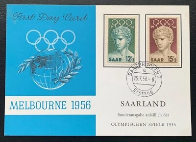 1956 GERMAN FIRST DAY COVER CELEBRATES MELBOURNE AUSTRALIAN OLYMPIC GAMES NICE - Image 1 of 2