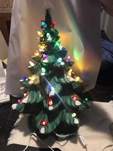 Vintage 16" ATLANTIC MOLD Ceramic snow CHRISTMAS TREE Light Up Mid-Century - Picture 1 of 11