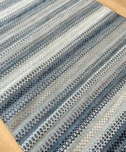 NEW HANDWOVEN 100% Cotton Area Rug 4'x6' Bedroom Scandinavian Style Tonal Blue - Picture 1 of 9