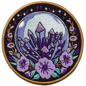 Crystal Globe Crystals Patch Mythology Psychic Aesthetic Embroidered Iron On - Picture 1 of 2