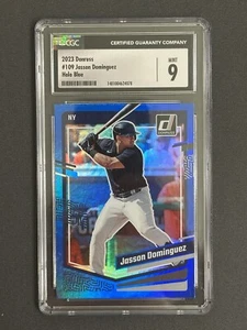 2023 Panini Donruss Jasson Dominguez Holo Blue Prospect Card NY Yankees CGC 9 🔥 - Picture 1 of 2
