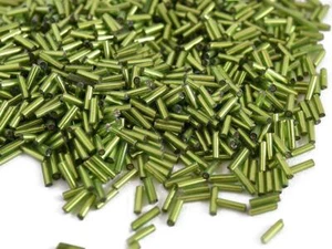 Silverline Peridot Olive Green Pipe Bugle Beads Glass Seed Bead 25MM, 450 Gram - Picture 1 of 3