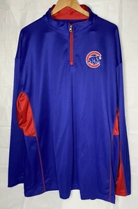 Chicago Cubs Pullover Jacket Men’s 1/4 Zip Blue Red Long Sleeve Size XLT Tall - Picture 1 of 16