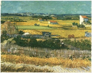Ernte in La Cra mit Montmajour, handgefertigtes Ölgemälde Reproduktion VVG067 - Bild 1 von 1