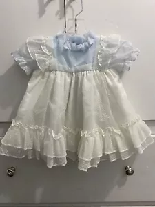 Vestido Vintage Martha's Miniatures Azul Pastel, Amarillo y Blanco Volantes Talla XL - Imagen 1 de 8