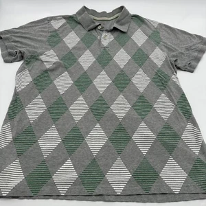 Old Navy Polo Shirt Men XXL Gray Graphic Print Striped White & Green..#17069 - Picture 1 of 12