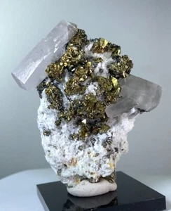 CALCITE CRISTALLI BIANCHI E CALCOPIRITE - PERÙ...CALCITE DIVENTA ROSA SOTTO LUCE UV - Foto 1 di 14