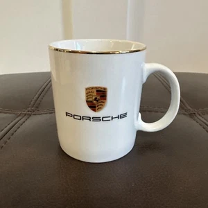 PORSCHE White Gold Rimmed Coffee Mug Germany - Picture 1 of 11