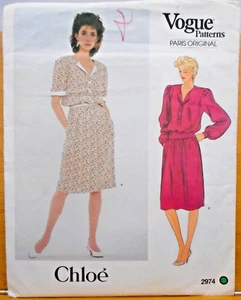 Vintage Vogue Pattern 2974 Paris Original Chloe Sz 10 Dress Uncut FF - Picture 1 of 3