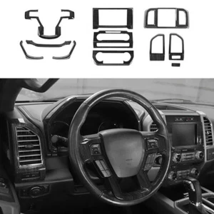 Black Wood Grain Interior Decor Cover Trim Accessories For Ford F-150 2015-2020 - Picture 1 of 9