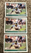 1991 Topps Rickey Henderson #670 Baseball Card Oakland Athletics A’s HOF (3)