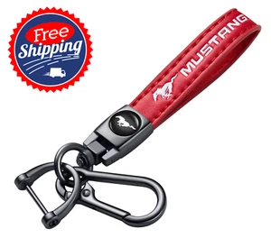 Genuine Leather Car Keychain Suit Compatible with FORD MUSTANG Key Chain Ring - Bild 1 von 10