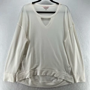 Juicy Couture Sweatshirt Sz L Terry Keyhole Neck Long Sleeve Pullover Off White - Picture 1 of 10
