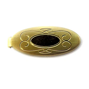 Anson Gold Tone Oval Etched Tie Clasp Vintage - Picture 1 of 6