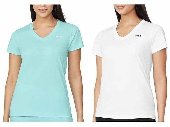 Camiseta de algodón Fila talla M para mujer con logotipo en V manga corta Foto 1 de 1